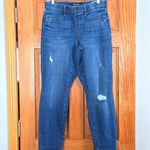 Judy Blue Jeans Womens 11/30 Mid Rise Pull On Boyfriend Fit Distressed Pants